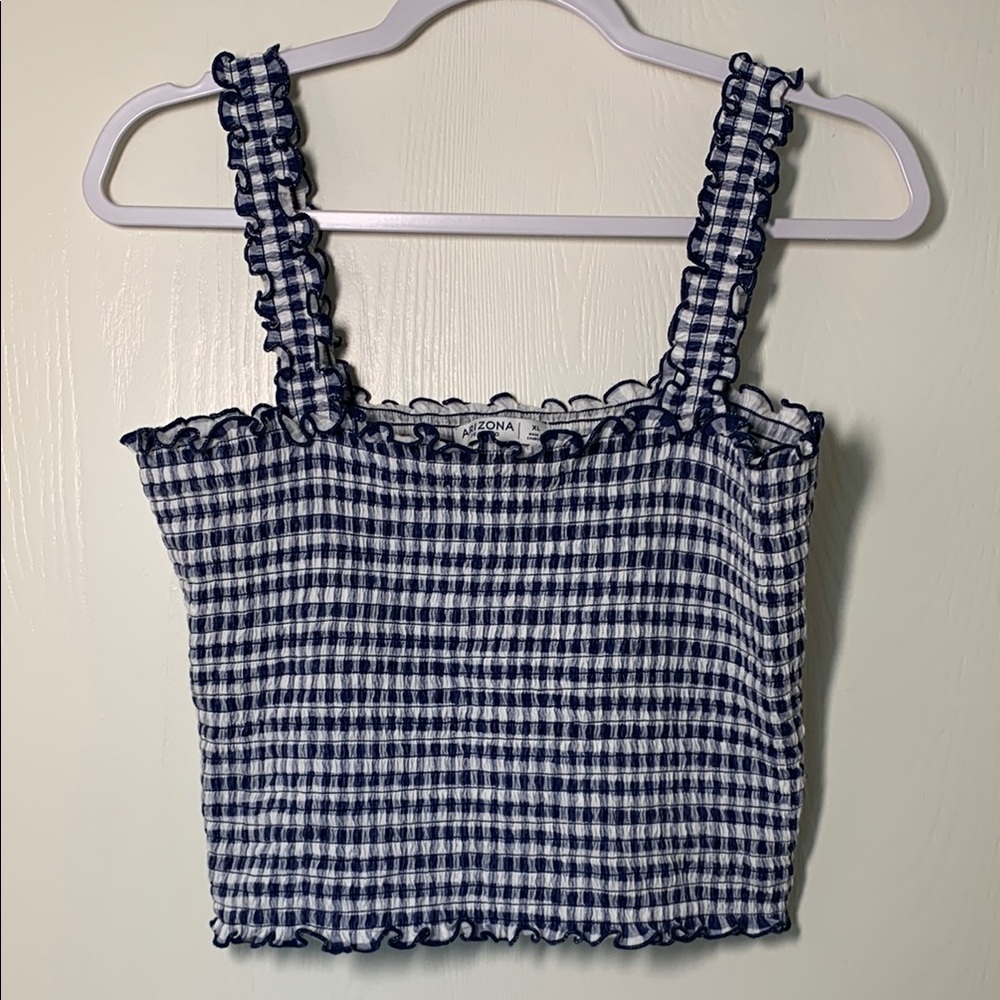 Arizona Jean Co Navy and White Checkered Crop Top